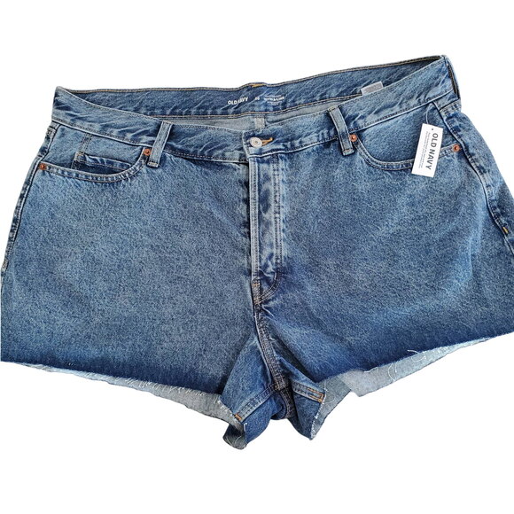 Old Navy Pants - Old Navy Sky-hi A-line Jean Shorts Raw Hem Medium Blue Wash Size 20